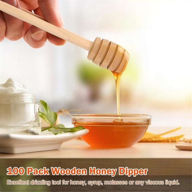 100 Pcs Honey Dipper Sticks Mini Honey Dippers 6 Inch Wooden Honey Dipper Dipper Stirrers Honeycomb