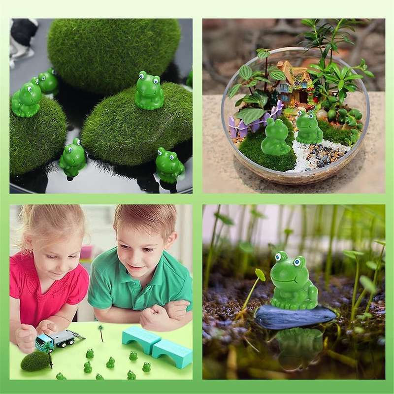 100 Pcs Mini Frog Garden Decor Green Frog Figurines Miniature Home Decor Tiny Plastic Frogs Fairy Ga
