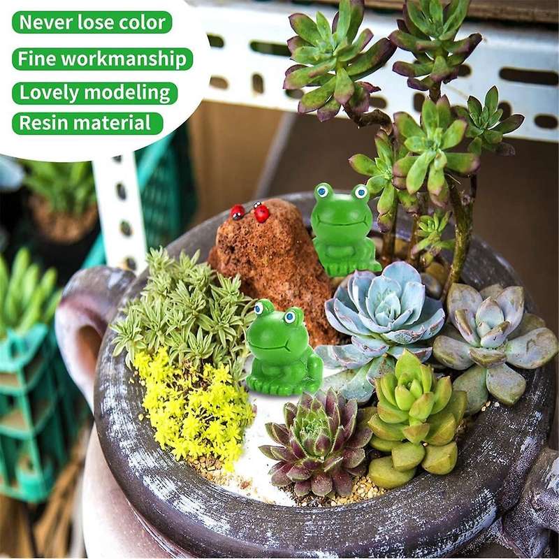 100 Pcs Mini Frog Garden Decor Green Frog Figurines Miniature Home Decor Tiny Plastic Frogs Fairy Ga