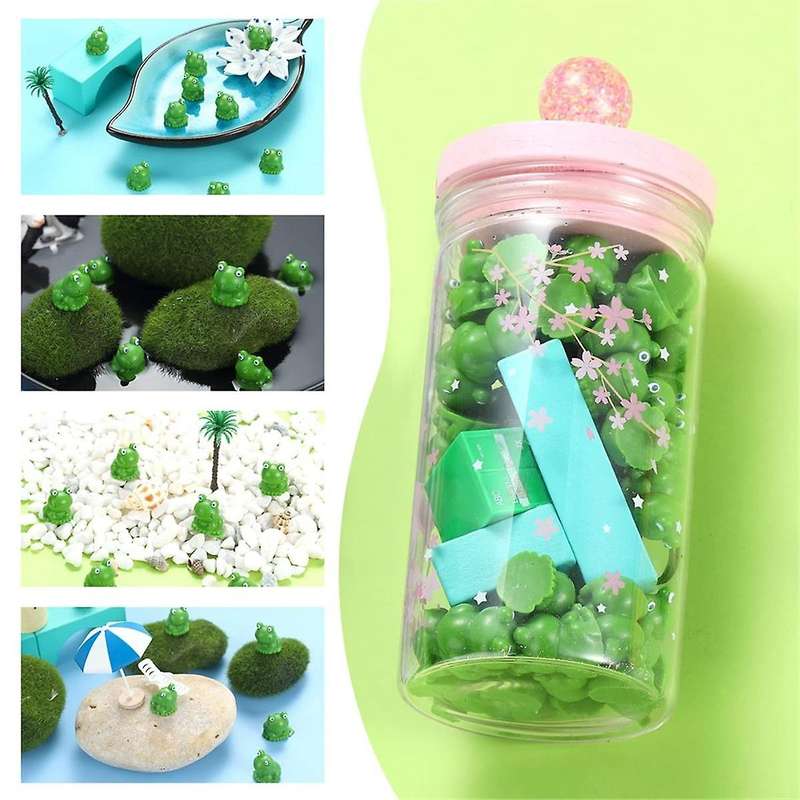 100 Pcs Mini Frog Garden Decor Green Frog Figurines Miniature Home Decor Tiny Plastic Frogs Fairy Ga