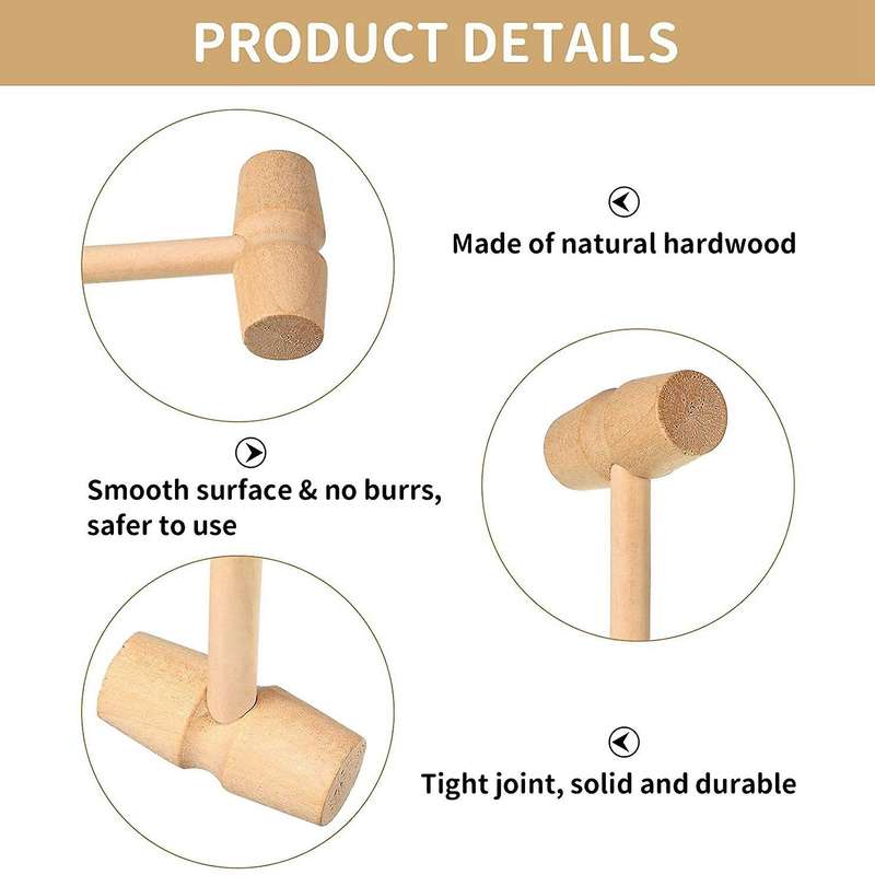 100 Pcs Mini Wooden Hammers Wood Crab Lobster Mallets Hardwood Mallet Pounding Toy Small Shellfish H