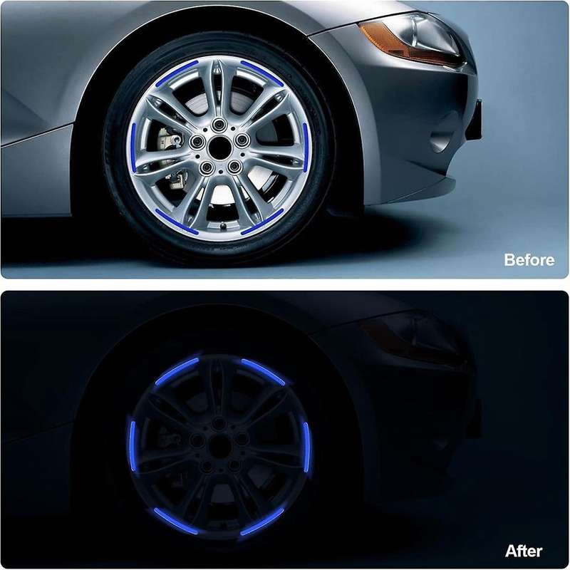 100 Pcs Reflective Car Wheel Rim Stickers, Night Safety Warning Stripe, Decals Tape for Car, Motocyc