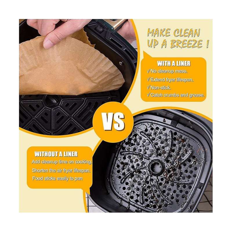 100 Pcs Round Paper Liners Disposable for 5 to 8 Qt Basket, 7.9 Inch Non-stick Oil-proof Parchment