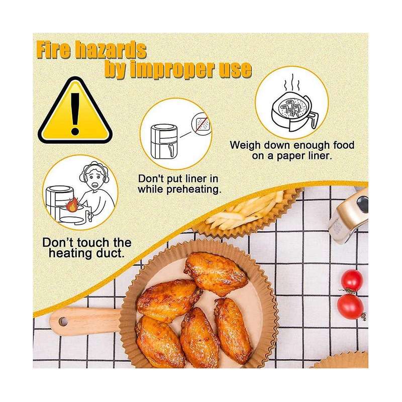 100 Pcs Round Paper Liners Disposable for 5 to 8 Qt Basket, 7.9 Inch Non-stick Oil-proof Parchment