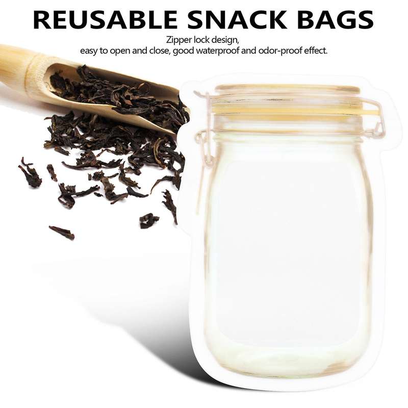 100 Pcs Reusable Jar Zipper Bags Food Storage Bag Seal Bags Candy Nuts Kitchen Organizer