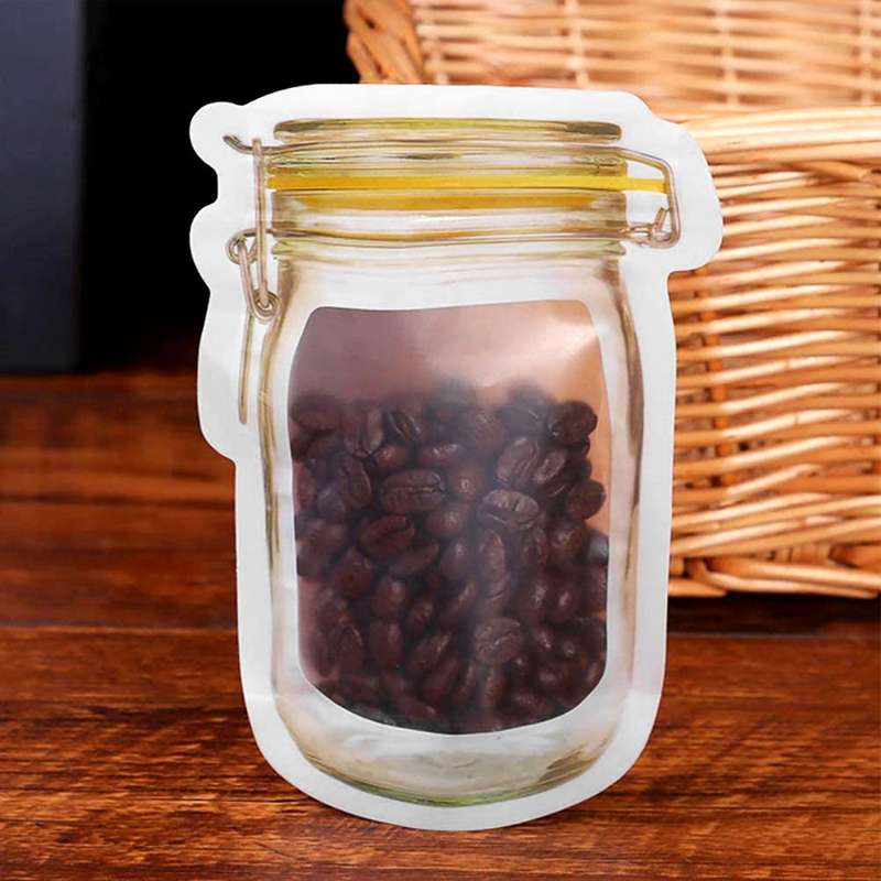 100 Pcs Reusable Jar Zipper Bags Food Storage Bag Seal Bags Candy Nuts Kitchen Organizer