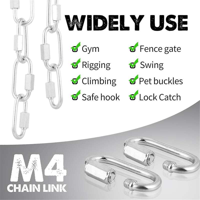 100 Pcs Quick Chain Link Heavy Duty Quick D Shape Link Connector Link for Chains Hammock Gym Outdoor