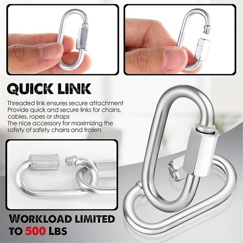 100 Pcs Quick Chain Link Heavy Duty Quick D Shape Link Connector Link for Chains Hammock Gym Outdoor