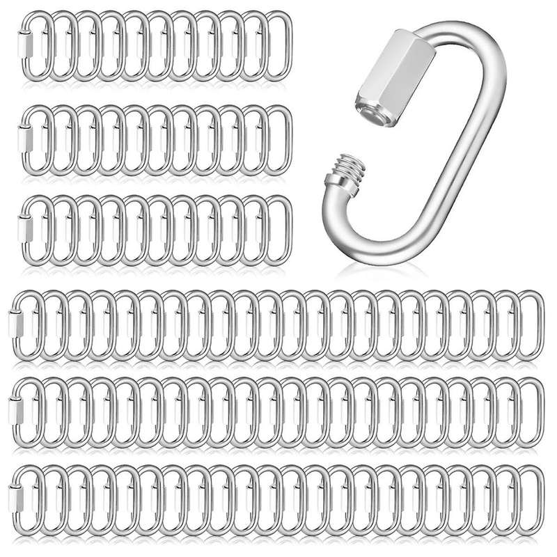 100 Pcs Quick Chain Link Heavy Duty Quick D Shape Link Connector Link for Chains Hammock Gym Outdoor