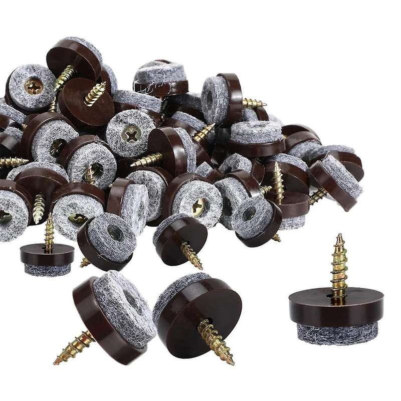 100 Pcs Screw On Felt Chair Pads 0.8 Felt Pads for Furniture Sliders Chair Leg Floor Protectors Roun