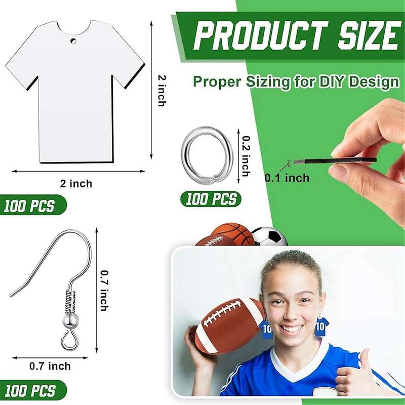 100 Pcs Sublimation Blanks Shirt Sublimation Earring Blanks Sublimation Ornaments Sublimation Jewelr