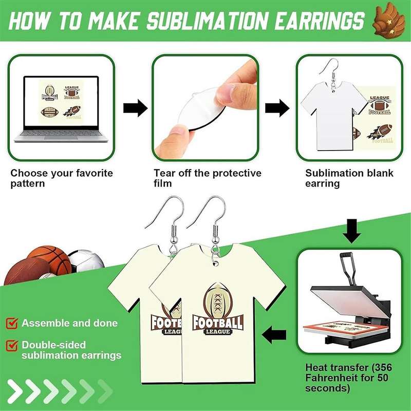 100 Pcs Sublimation Blanks Shirt Sublimation Earring Blanks Sublimation Ornaments Sublimation Jewelr