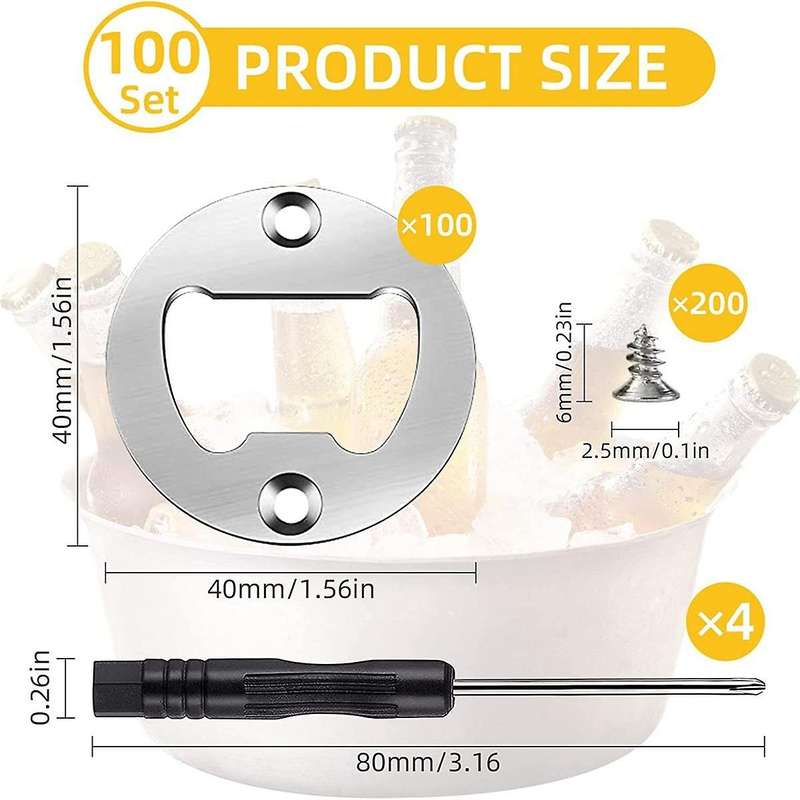 100 Set Bottle Opener Insert Diy Bottle Opener Hardware Metal Bottle Opener Hardware Beer Bottle Op