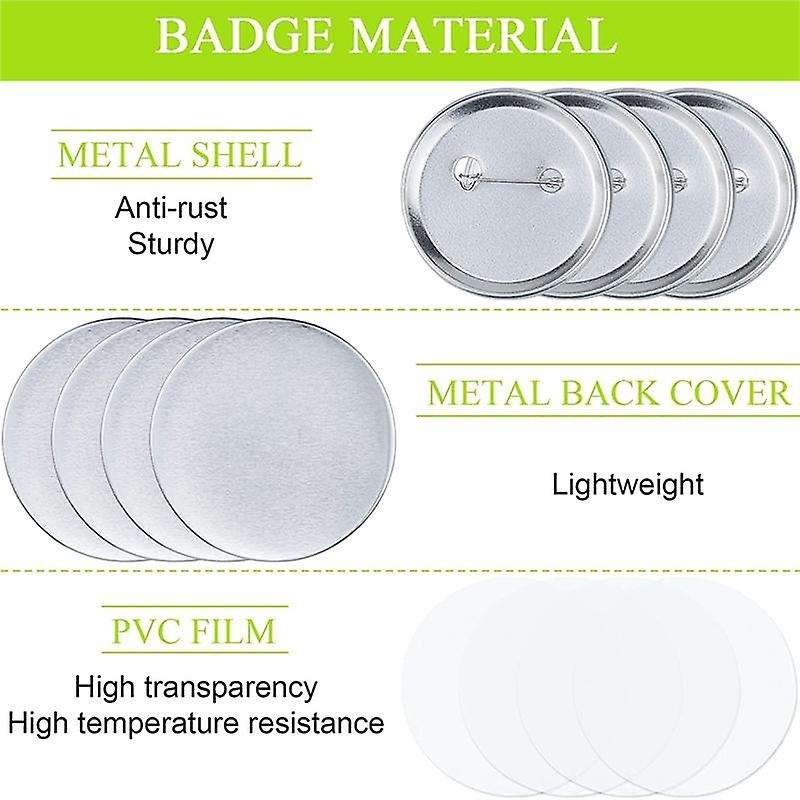 100 Sets Round Button Parts Blank Making Supplies 58mm Metal Button Badge Making Kits, Blank Pin Ba