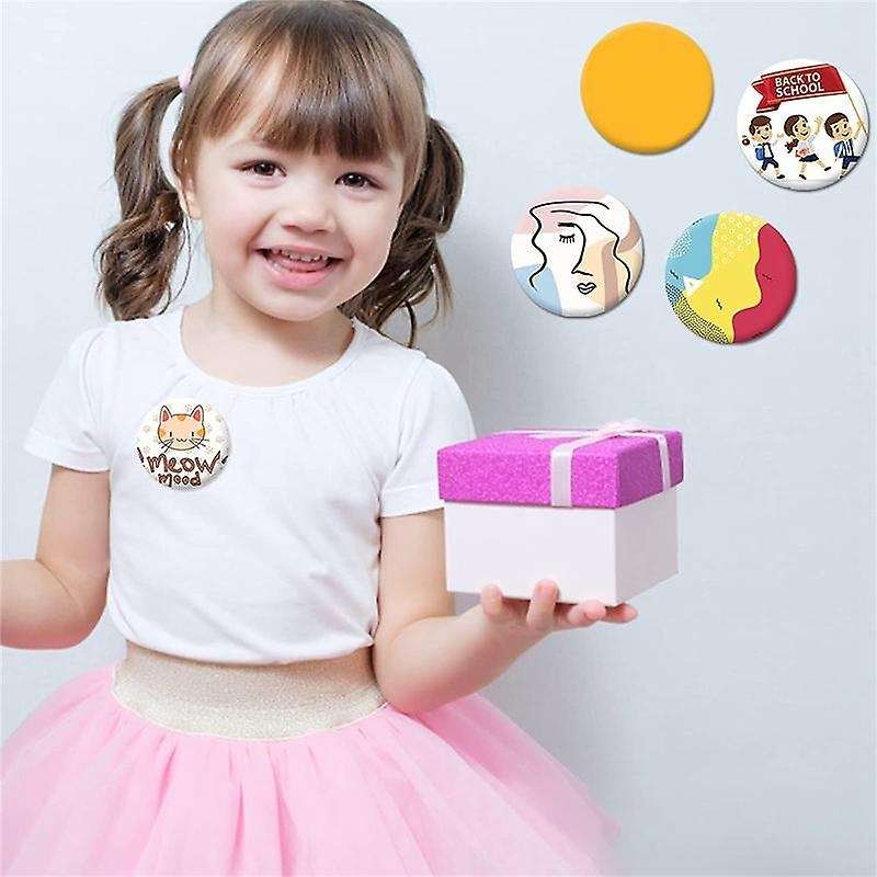 100 Sets Round Button Parts Blank Making Supplies 58mm Metal Button Badge Making Kits, Blank Pin Ba