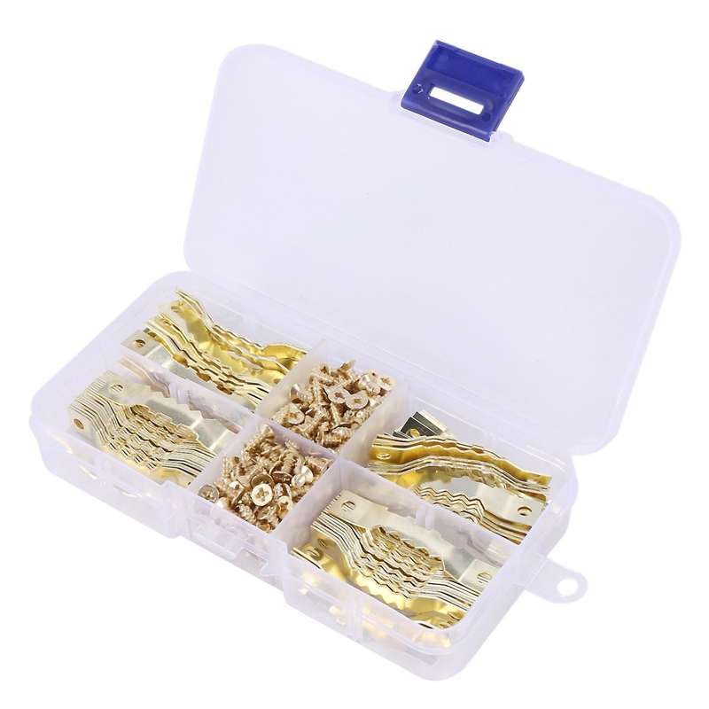 100 Sets Golden Saw Tooth Picture Frame Hangers Hanging Photo Oil Painting Mirror Hooks Hardware Wi