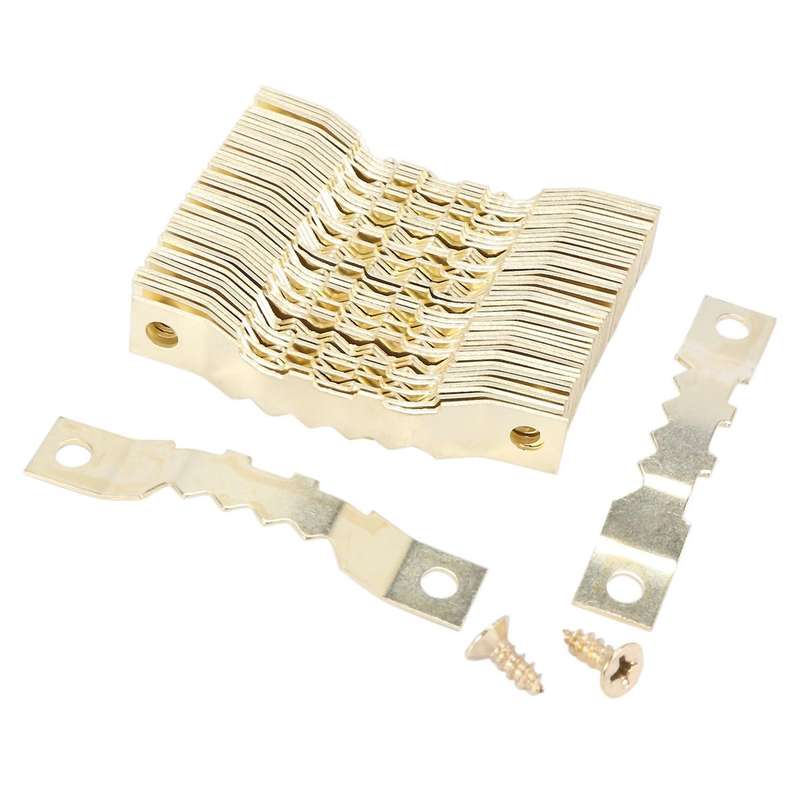 100 Sets Golden Saw Tooth Picture Frame Hangers Hanging Photo Oil Painting Mirror Hooks Hardware Wi