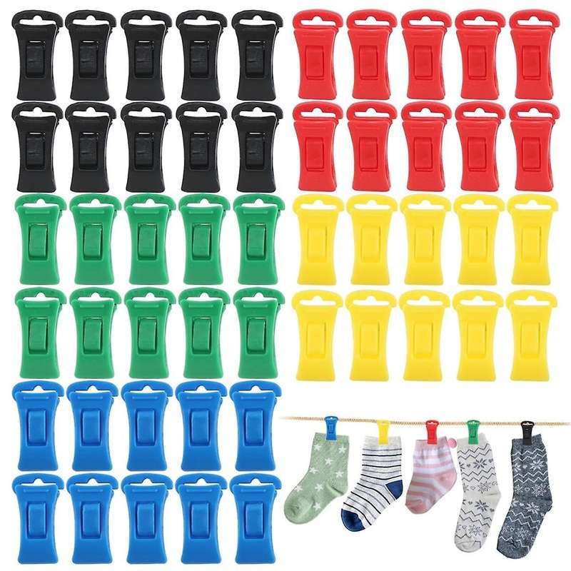 100 Sock Clips for Washing Machine and Dryer with Hooks, Portable Hook Sock Clips Directly in the Dr
