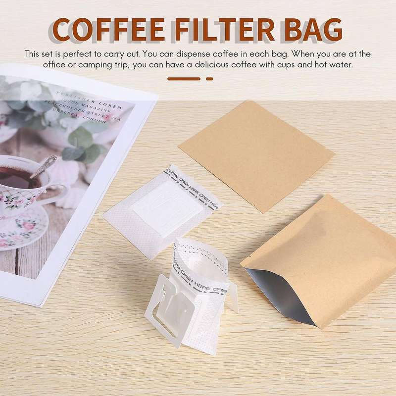 100 Set Combination Coffee Filter Bags and Kraft Paper Coffee Bag