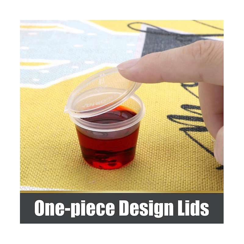 100 Pieces Small Plastic Containers with Lids, 25ml Small Sauce Pots Plastic Pots Jelly Pots for Sa