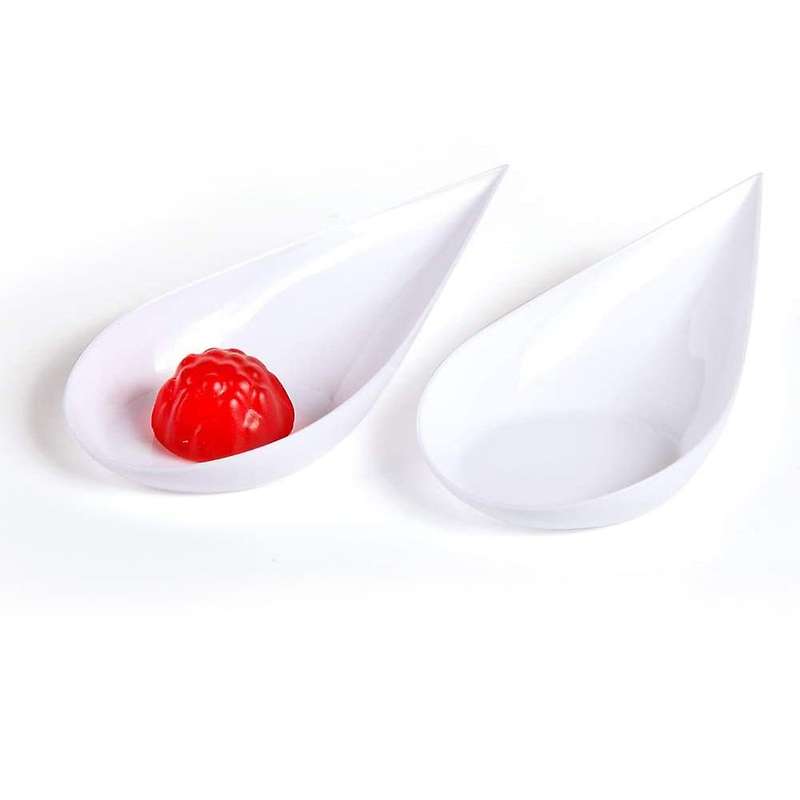 100 Tear Drop Mini Appetizer Plates - Mini Dessert Plates Tasting Spoons Plastic Mini Spoons Dessert