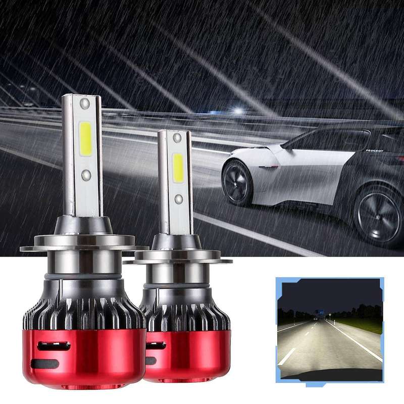 10000 Lumens H7 LED Headlight Bulb, DOB LED Chips Conversion Kit,6000K Cool White - 360Adjustable Be