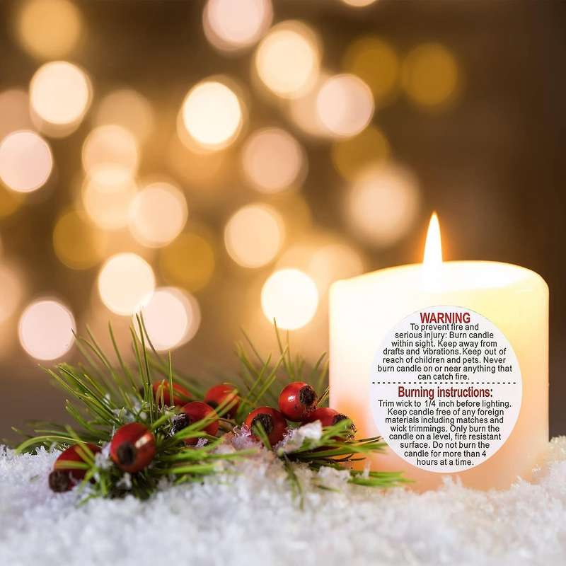 1000 Pcs Candle Warning Labels 1.5 Inch Waterproof Candle Safety Stickers for Diy Candle Jars Stick