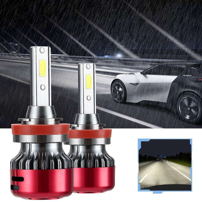 10000 Lumens H11 LED Headlight Bulb, DOB LED Chips Conversion Kit,6000K Cool White-360degree Adjusta