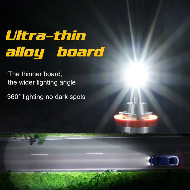 10000 Lumens H11 LED Headlight Bulb, DOB LED Chips Conversion Kit,6000K Cool White-360degree Adjusta