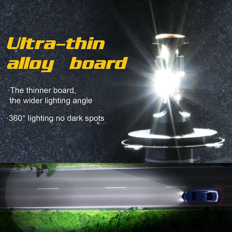 10000 Lumens H4 LED Headlight Bulb, DOB LED Chips Conversion Kit,6000K Cool White - 360Adjustable Be