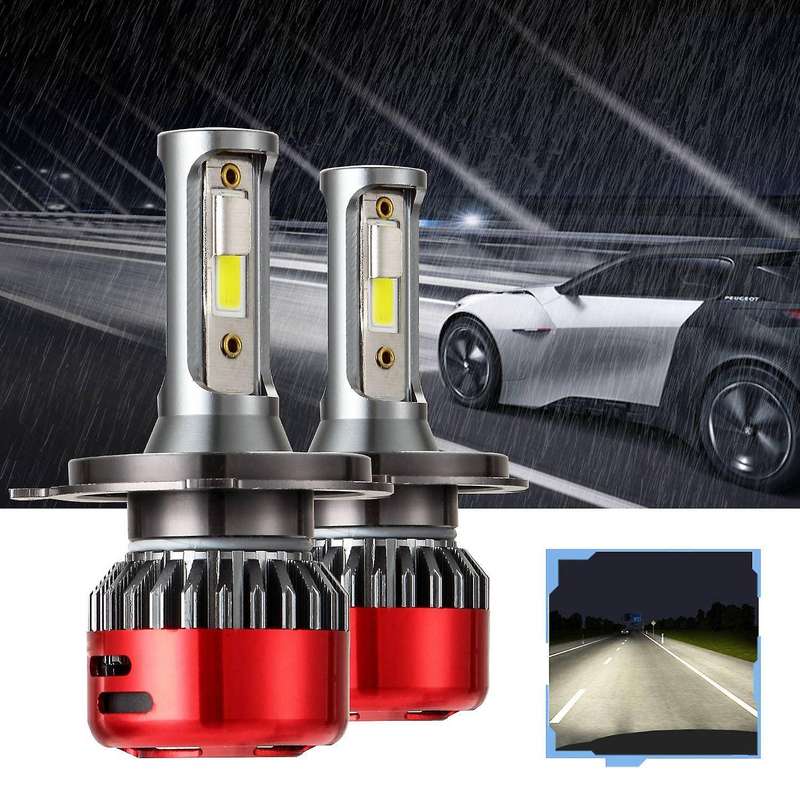 10000 Lumens H4 LED Headlight Bulb, DOB LED Chips Conversion Kit,6000K Cool White - 360Adjustable Be
