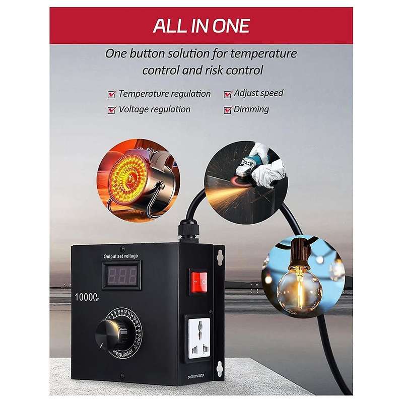 10000W AC Variable Speed Controller 120V-220V 15A, Fan Speed Controlle Motor Speed Controller for El