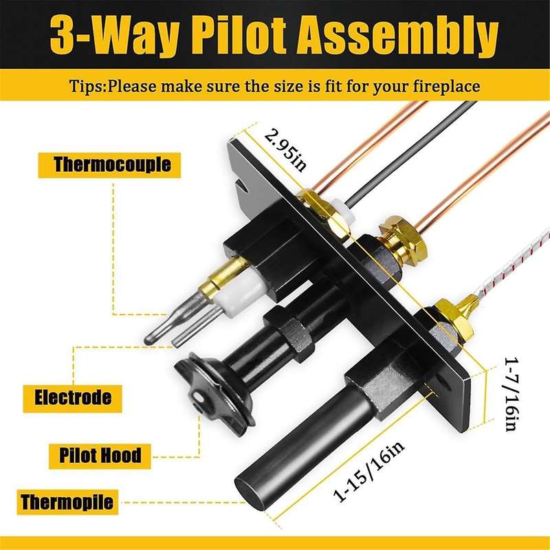 10002264 Propane and Natural Gas Pilot Assembly, 10002265 LP & NG 3 Way Pilot Replacement for Majest