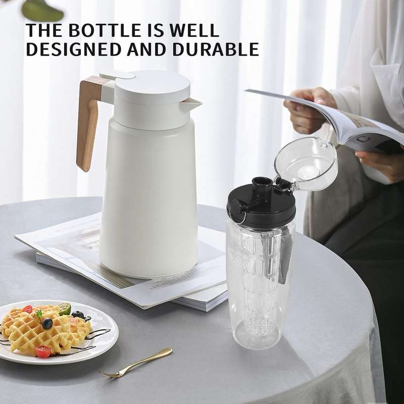 1000ml/32oz Fruit Infusing Infuser Water Bottle Sports Health Black