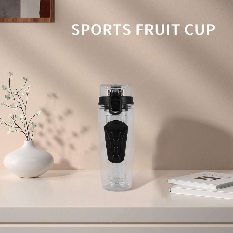1000ml/32oz Fruit Infusing Infuser Water Bottle Sports Health Black