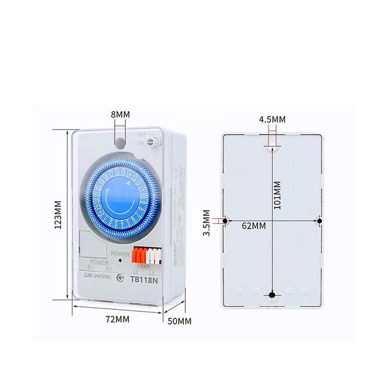100-240vac 50-60hz Tb118n Din Rail Mechanical Timer Switch Waterproof with Transparent Plastic Prot