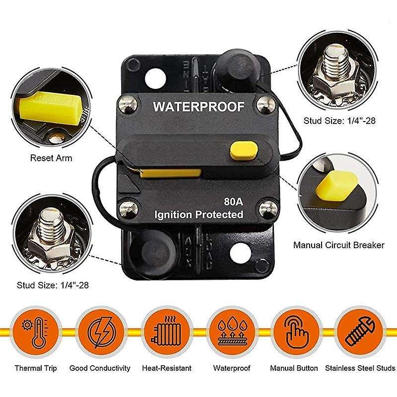 100a Car Circuit Breaker 12v-48v Waterproof Circuit Breaker Circuit Breaker with Manual Reset Fuse
