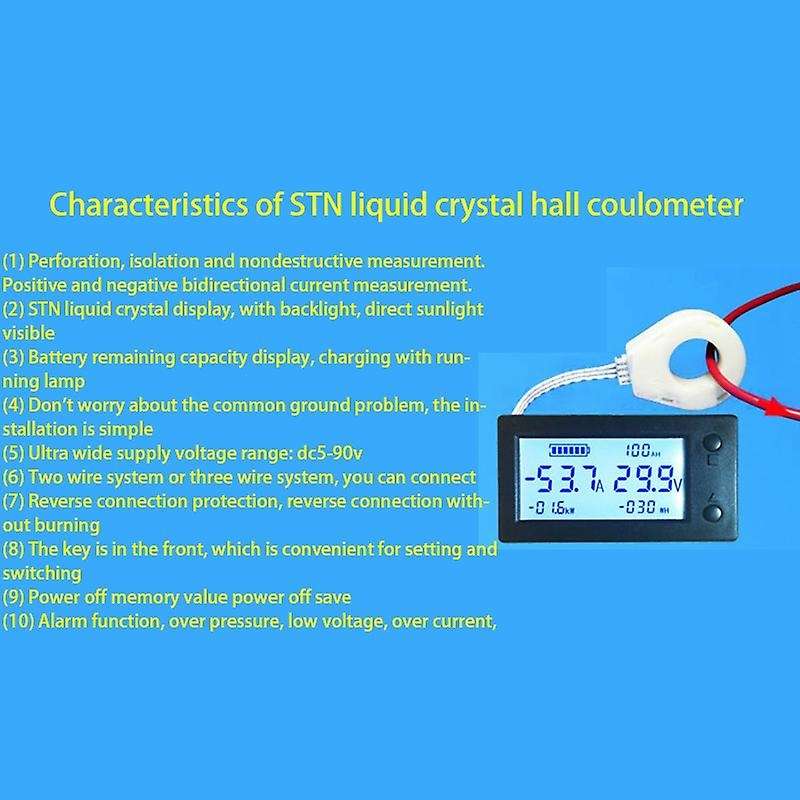 100A Digital Voltmeter Ammeter Battery Capacity Coulometer Power Electricity Watt-Hour Meter with Ha