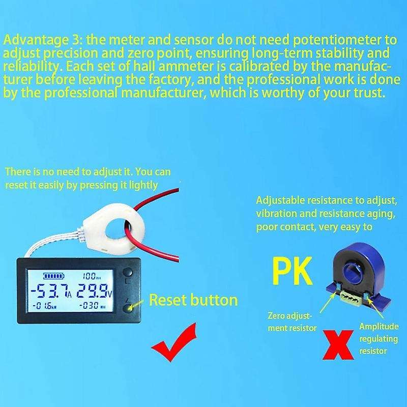 100A Digital Voltmeter Ammeter Battery Capacity Coulometer Power Electricity Watt-Hour Meter with Ha