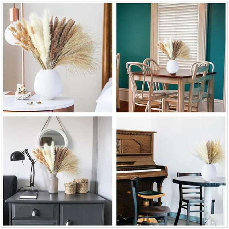 100PACK Dried Pampas Grass Decor Pampas Grass Bunny Dried Flowers Reed Grass Bouquet for Wedding Par