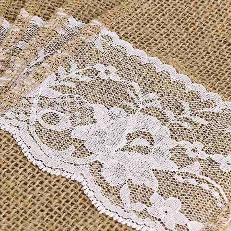 100Pc Burlap Lace Cutlery Pouch Rustic Wedding Tableware Knife Fork Holder Bag Hessian Table Decora