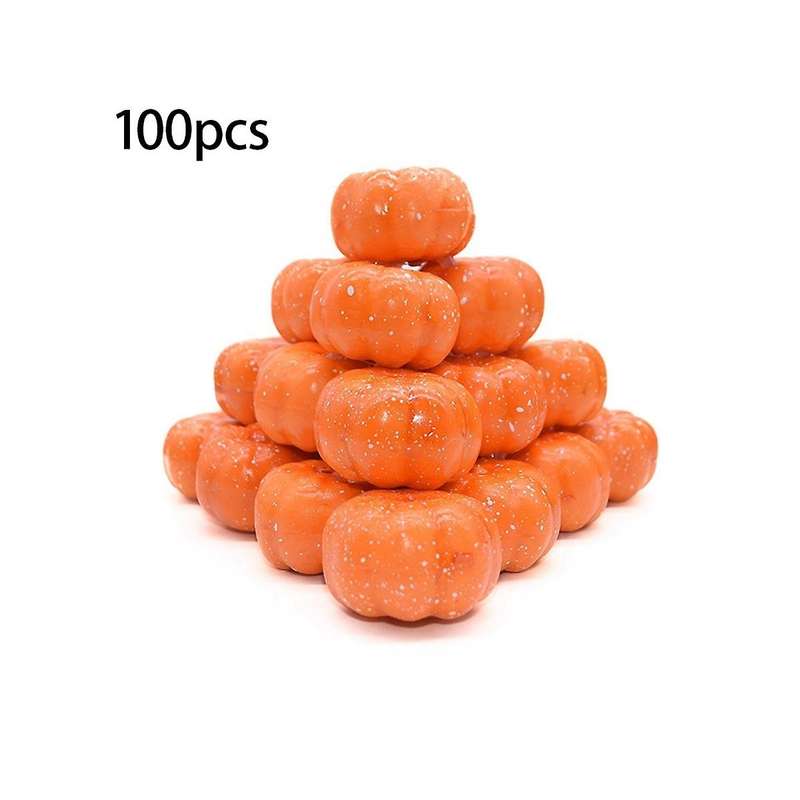 100pcs 3.5cm Mini Faux Pumpkin Foam Pumpkins Diy Thanksgiving Halloween Party Decoration Props