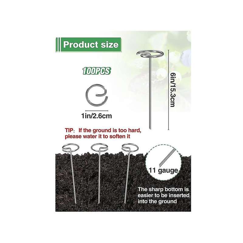 100Pcs 6In Landscape Staple, Anti-Rust Garden Staple, Circle Top Pins for Securing Lawn Fabric Weed