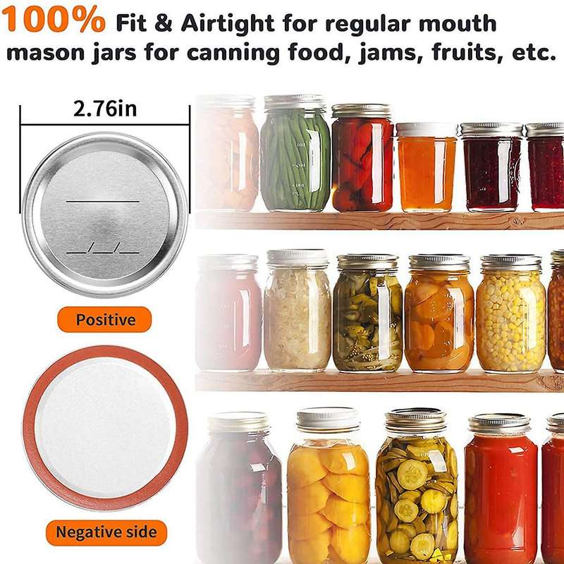 100Pcs 70mm Regular Mouth Canning Lids for Ball,Jars Split -Type Metal Mason Jar Lids for Canning,f