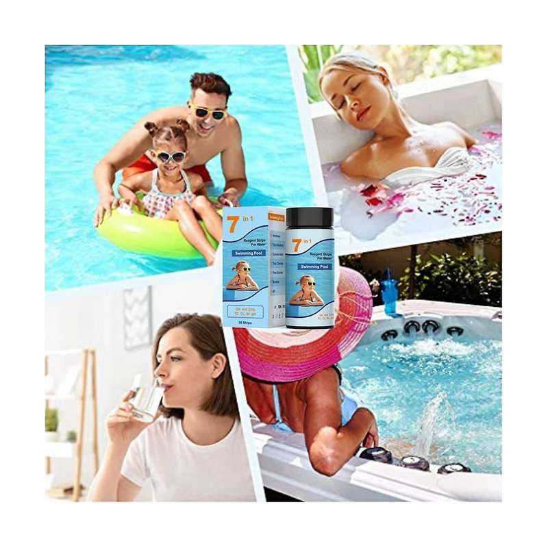 100pcs 7in1 Swimming Pool and Hot Tub Test Kit Chlorocyanuric Acid Hardness Residual Bromine Water Q