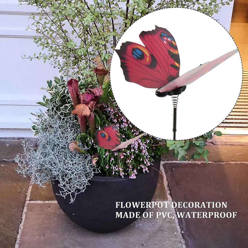 100Pcs Bunch of Butterflies Garden Yard Planter Colorful Butterfly Stakes Garden Decoration Flower P