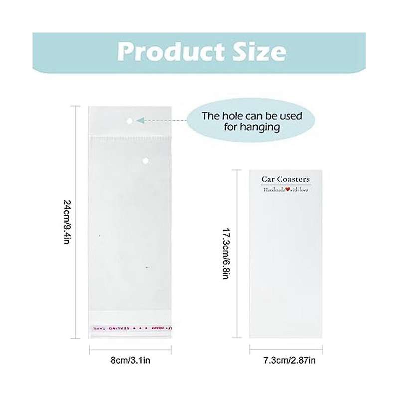 100pcs Car Coaster Pack, Sublimation Car Coaster Card with 100 Bags for Packaging Display, Sublimati