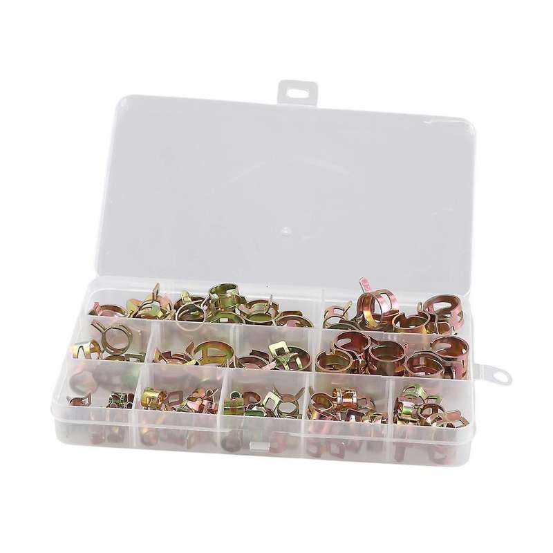 100PCS Car Truck Spring Clips Fuel Oil Water Hose Clip Pipe Tube Clamp Fastener Assortment Kit 6-17m