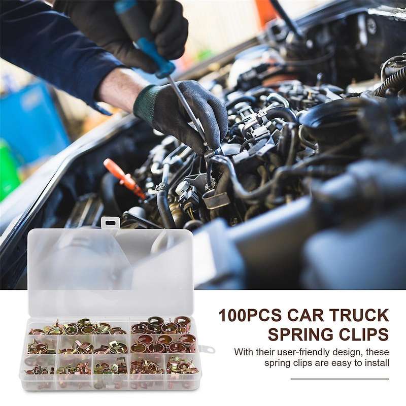 100PCS Car Truck Spring Clips Fuel Oil Water Hose Clip Pipe Tube Clamp Fastener Assortment Kit 6-17m