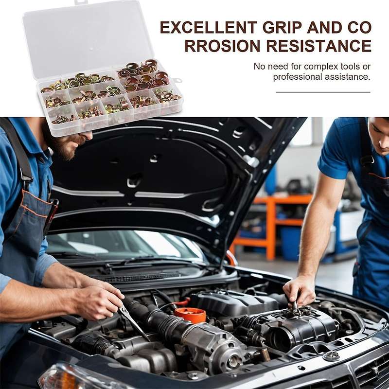 100PCS Car Truck Spring Clips Fuel Oil Water Hose Clip Pipe Tube Clamp Fastener Assortment Kit 6-17m